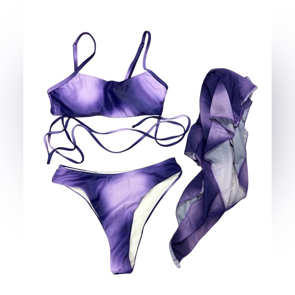 SHEIN Other - SHEIN Purple Ombre 3-Piece Bikini Set – Size S